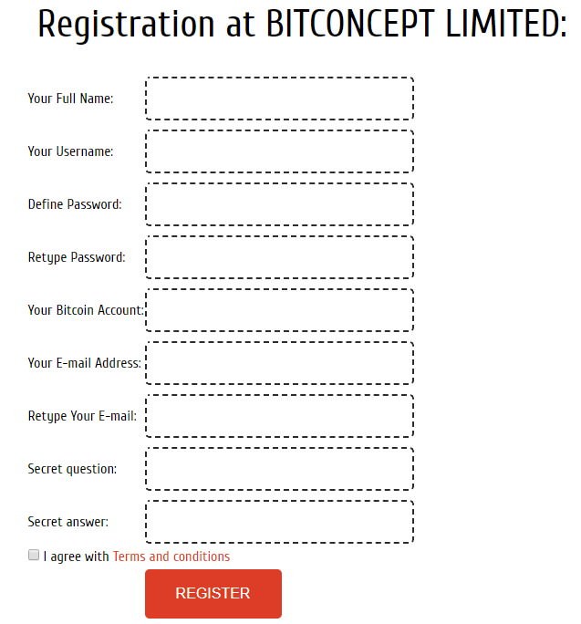 Регистрация в bitconcept