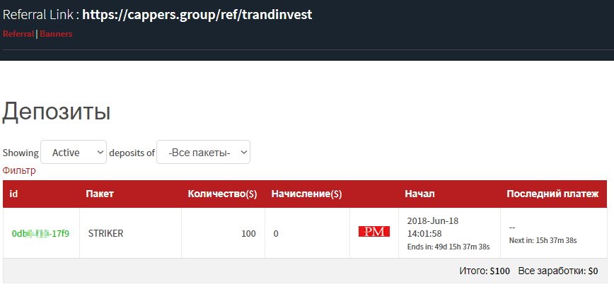 Cappers group вклад